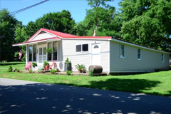 a small house in the background